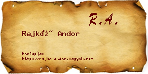 Rajkó Andor névjegykártya