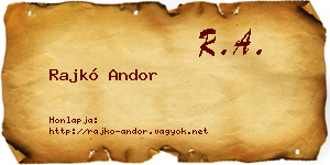Rajkó Andor névjegykártya